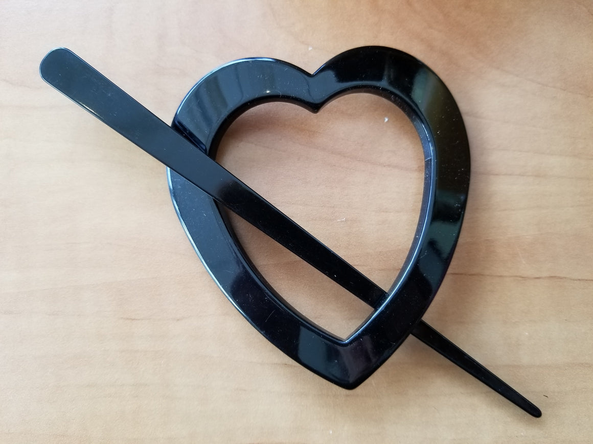 Black Heart Shawl Pin