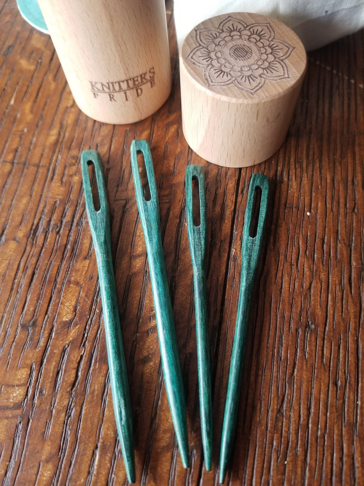 Teal Wooden Darning Needles