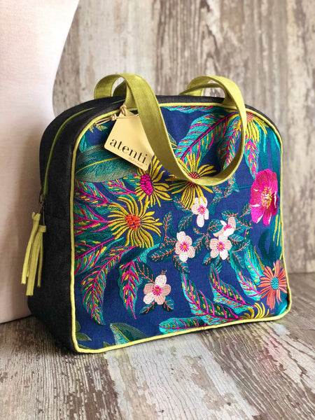 Flora Bonnie, Atenti Embroidered USA Handmade Weekender Travel Bag