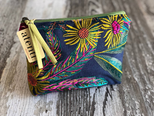 Flora Accessories Pouch- Atenti USA Made Embroidery Floral