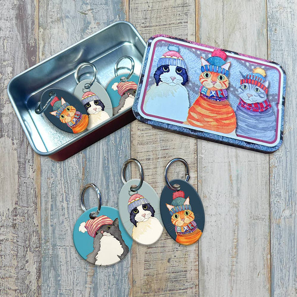 Cats in Hats Stitch Markers in a Tin(T301)