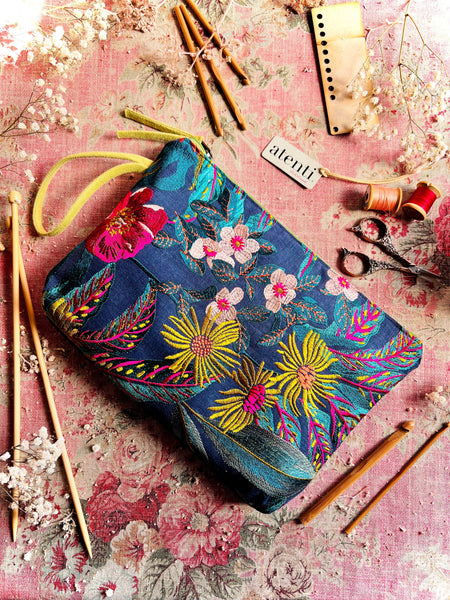 Flora Grand Pouch - Atenti USA Made Embroidery Floral
