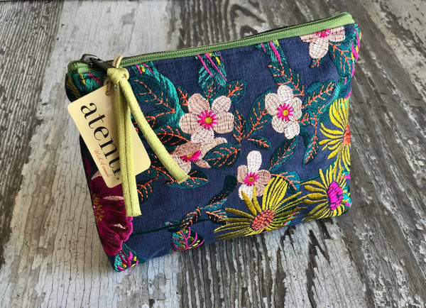 Flora Accessories Pouch- Atenti USA Made Embroidery Floral
