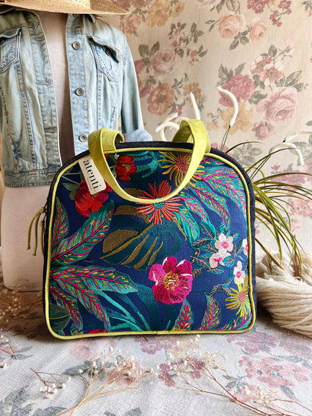 Flora Bonnie, Atenti Embroidered USA Handmade Weekender Travel Bag