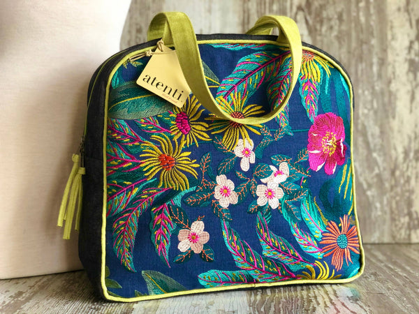 Flora Bonnie, Atenti Embroidered USA Handmade Weekender Travel Bag