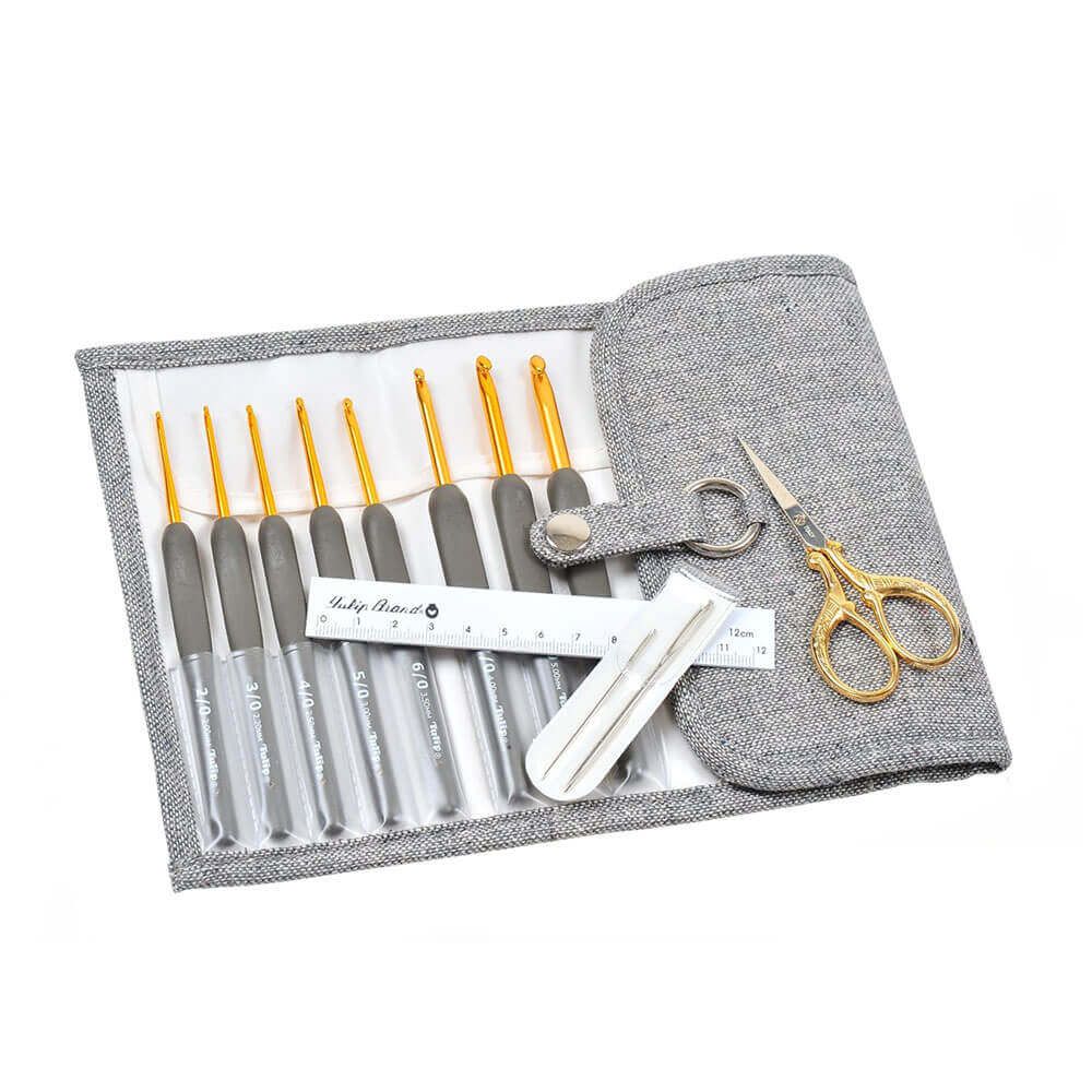 ETIMO  Crochet Hook with Cushion Grip Set Premium Gold