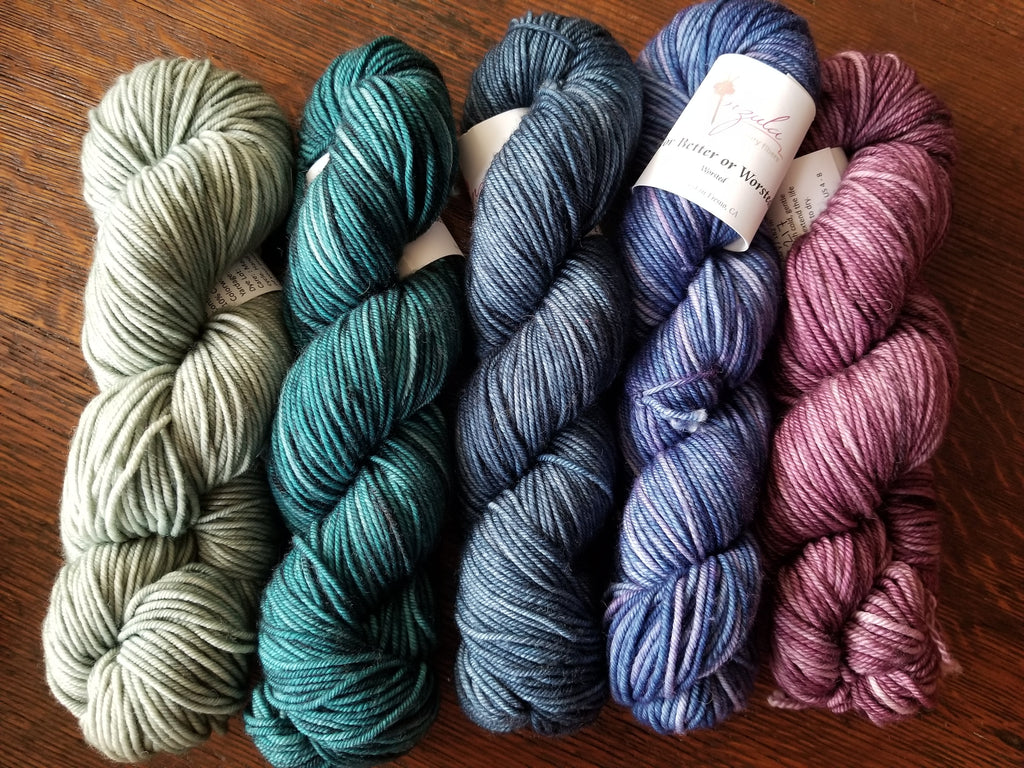 Anzula Luxury outlet Fibers - 3 skein lot of For Better or Worsted Aqua & Butter