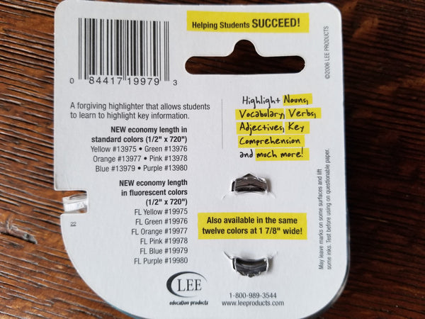 Highlighter Tape, 1/2"W x 720" long