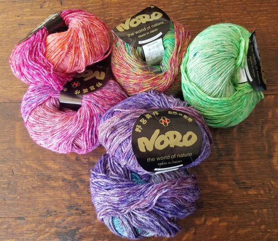 LOT of 5 balls NORO KAGAYAKI Wool Silk Cotton Chunky Yarn #18 PURPLE ORANGE  PINK