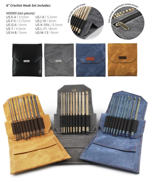 Lykke Driftwood 6” Crochet Hook Set- Charcoal